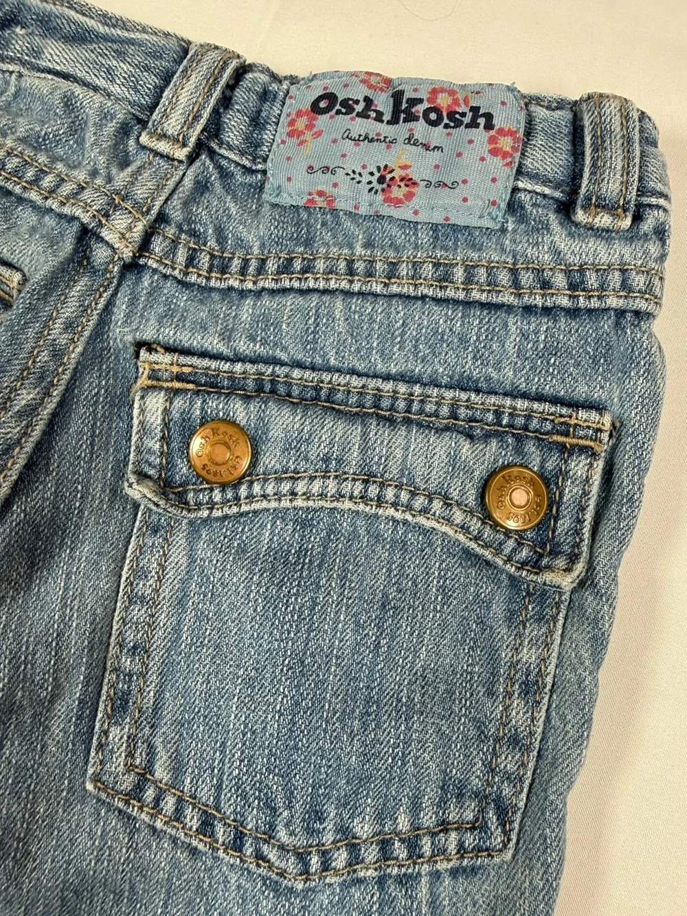 OSHKOSH Girls Bootcut Jeans 4R Y2K‎ Butterfly Embroidered Denim Boho Cottagecore